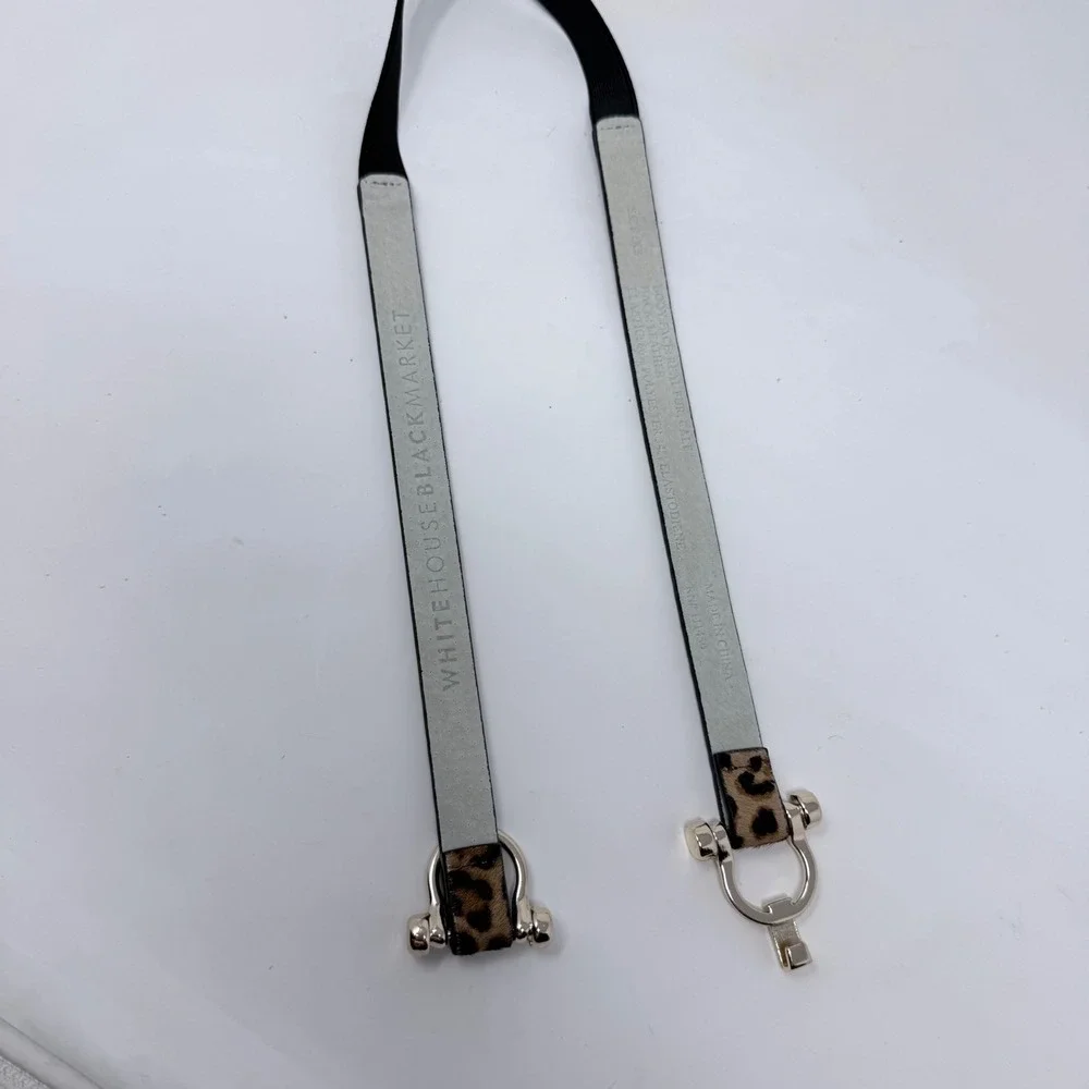 White House Black Market Leopard Calf Hair Horseshoe Buckle Elastic Belt XS/S